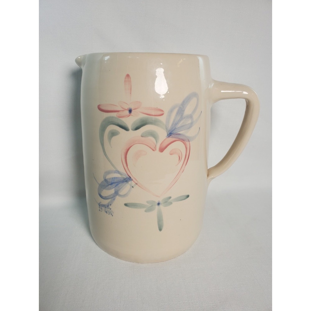 Vintage Hearts‎ Pitcher/Jug•Melinda Hart Signed•Marshall TX Ellis Prod. Pottery